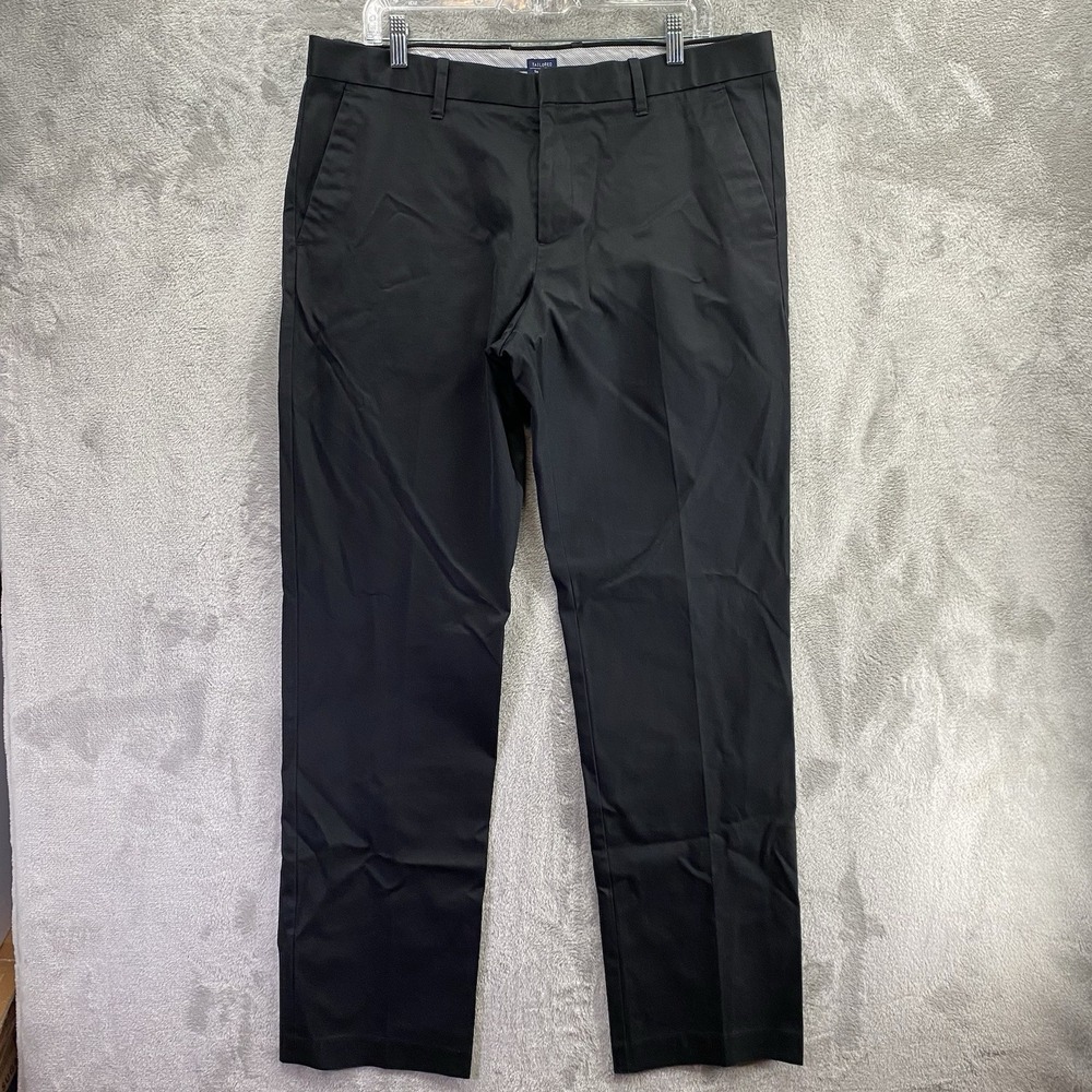 GAP KHAKIS Tailored Black Plain Front Chino Straight Fit Pants Men's 35x34 EUC